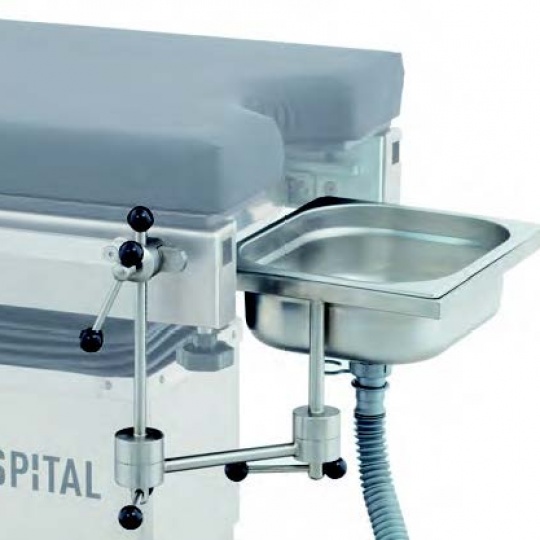 Rinsing bowl, rectangular with drainage tube and waste bin